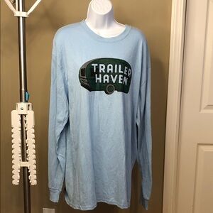 Trailer Haven Men's Light Blue Long-Sleeve Graphic Shirt